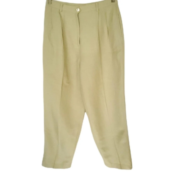 Emma James Linen-Blend Dress Pants Women's 10 Light Green Pleat Front Pockets - Picture 1 of 10